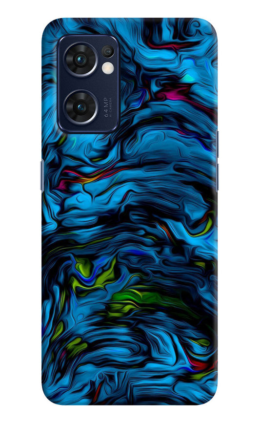 Dark Blue Abstract Oppo Reno7 5G Back Cover