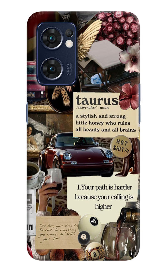Taurus Zodiac Oppo Reno7 5G Hard Case Back Cover by Casekaro