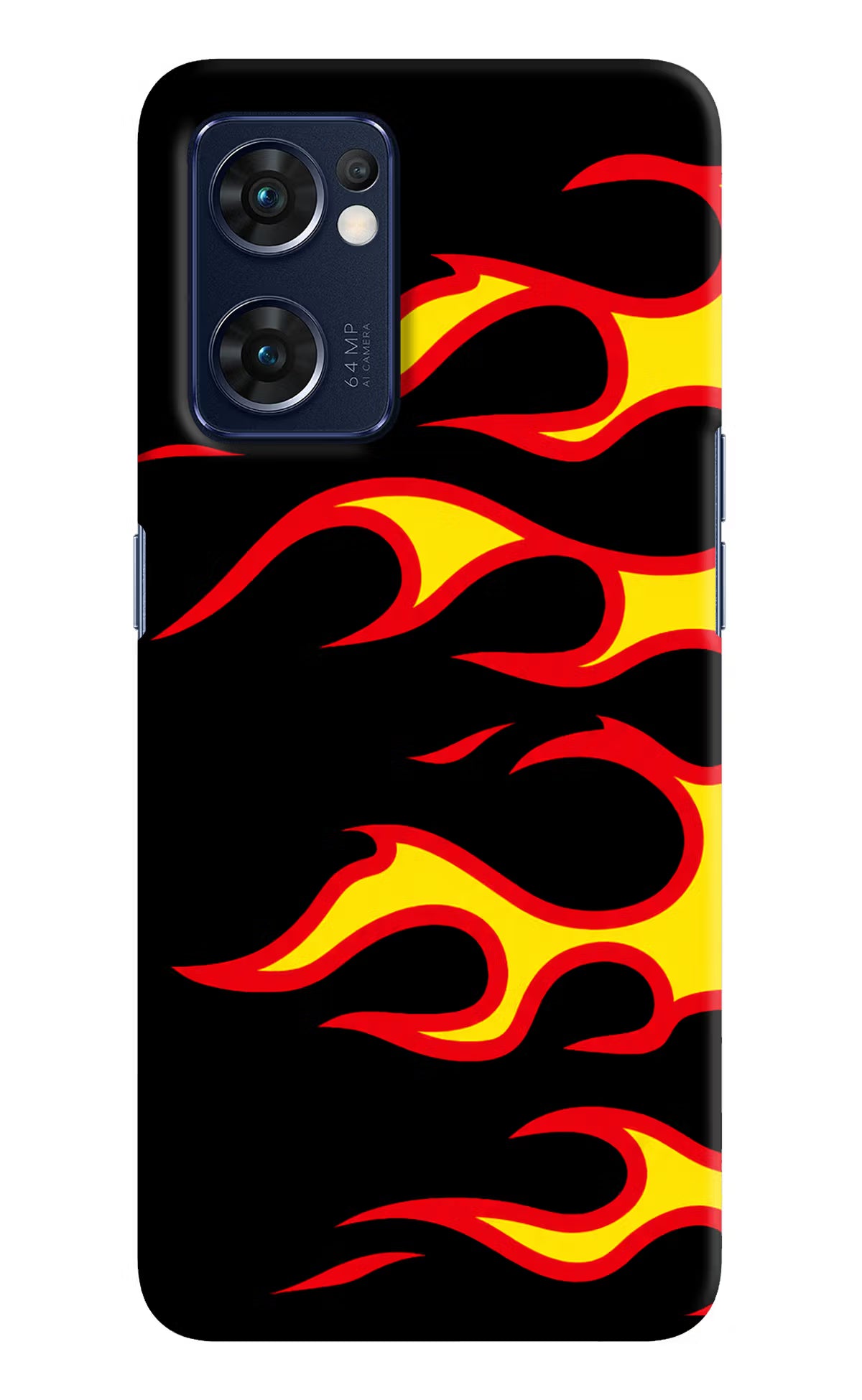 Side Sweep Flames Oppo Reno7 5G Hard Case Back Cover by Casekaro