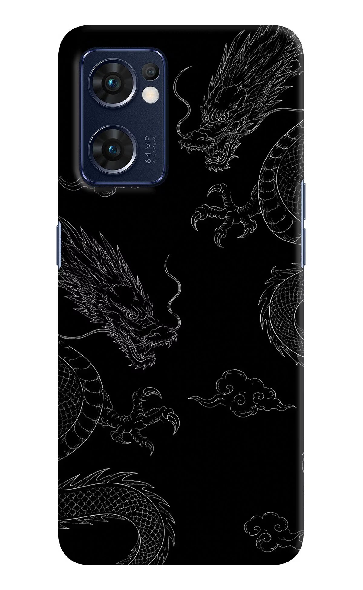 Twin Dragons Oppo Reno7 5G Hard Case Back Cover by Casekaro