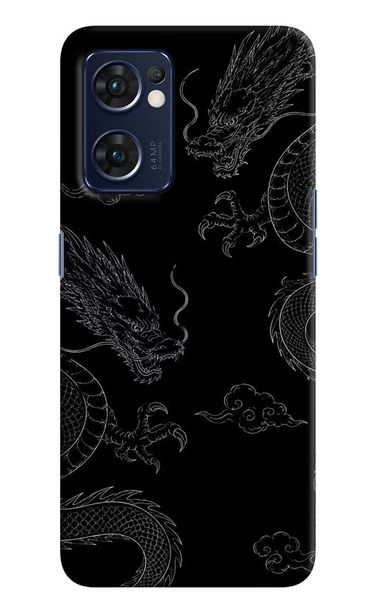 Twin Dragons Oppo Reno7 5G Hard Case Back Cover by Casekaro