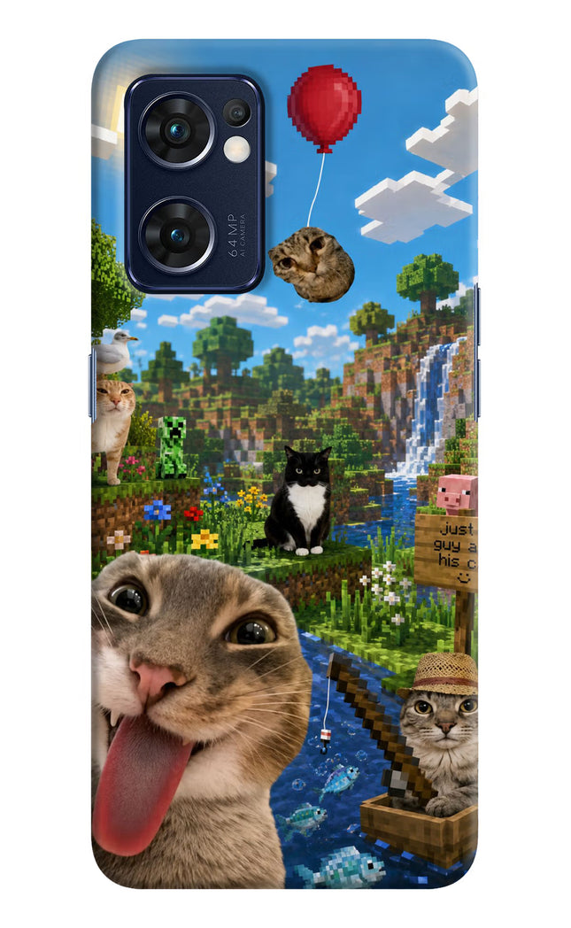 Minecraft Cat Chaos Oppo Reno7 5G Hard Case Back Cover by Casekaro