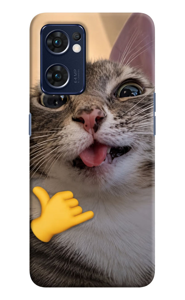 Silly Cat Call Oppo Reno7 5G Hard Case Back Cover by Casekaro