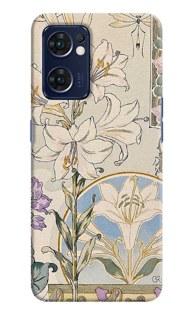 White Lily Oppo Reno7 5G Hard Case Back Cover by Casekaro