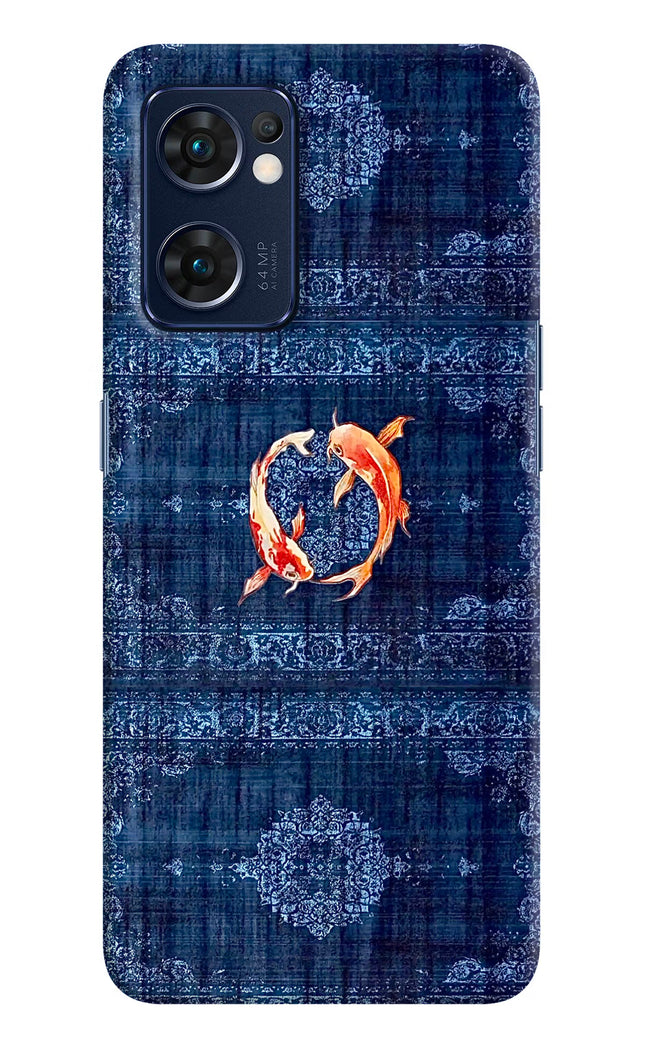 Koi Blue Oppo Reno7 5G Hard Case Back Cover by Casekaro