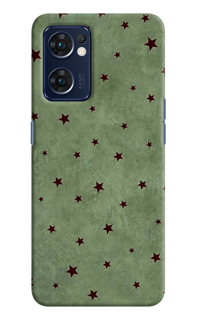 Green Stars Oppo Reno7 5G Hard Case Back Cover by Casekaro