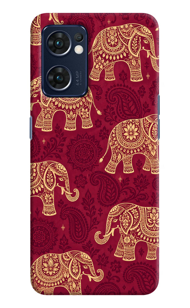 Maroon Elephant Oppo Reno7 5G Hard Case Back Cover by Casekaro