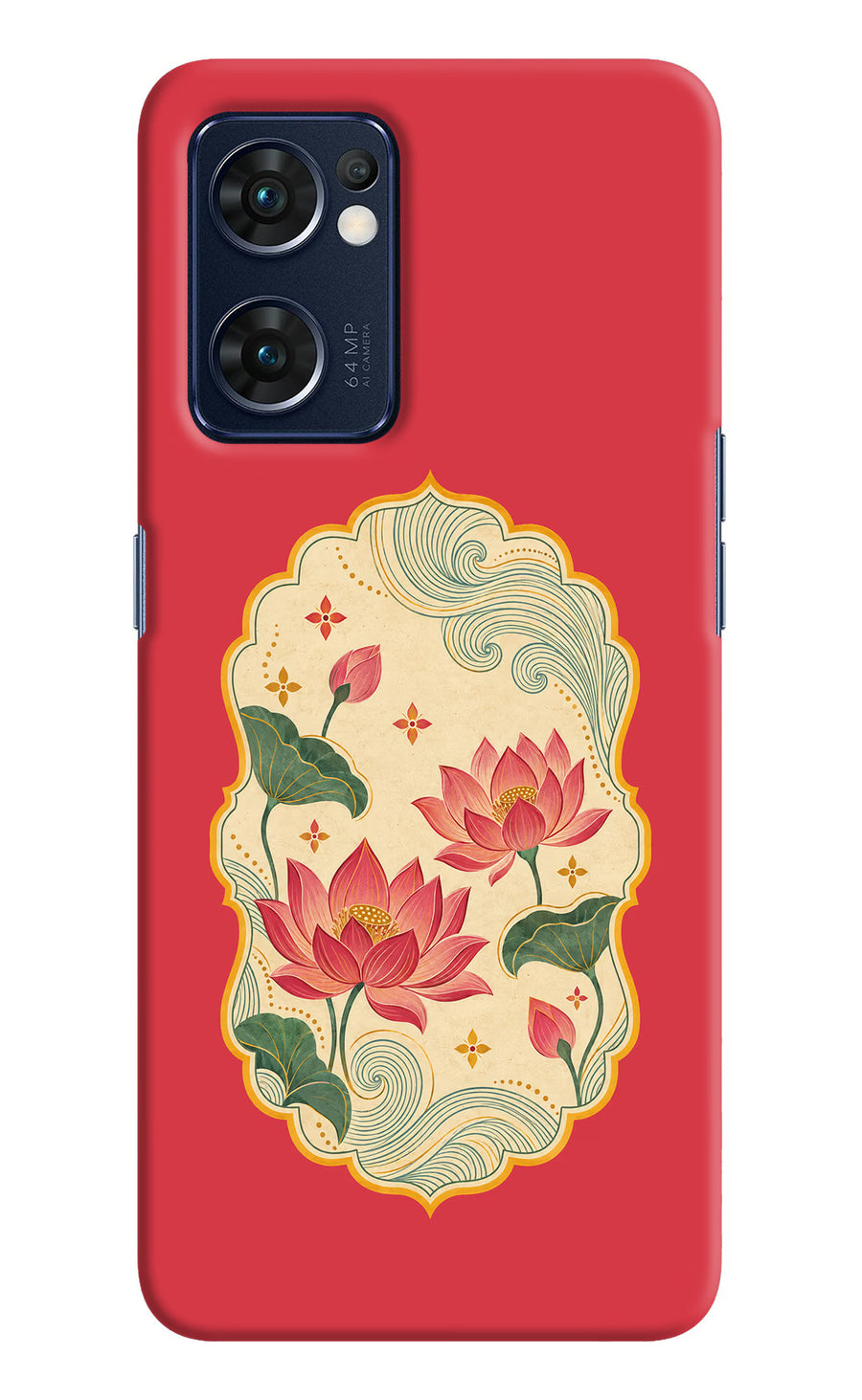 Pink Lotus Oppo Reno7 5G Back Cover, Hard case