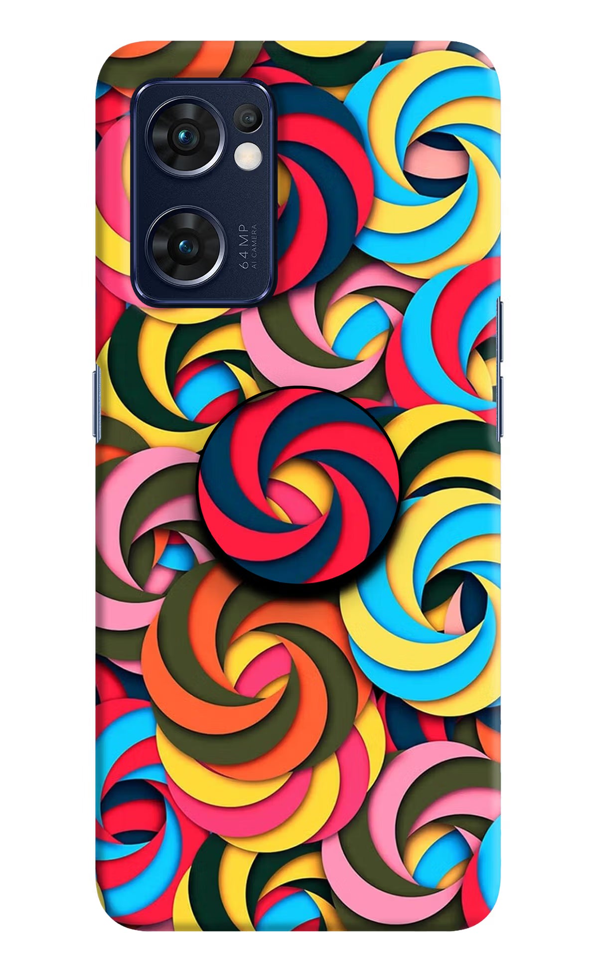 Spiral Pattern Oppo Reno7 5G Pop Case by Casekaro