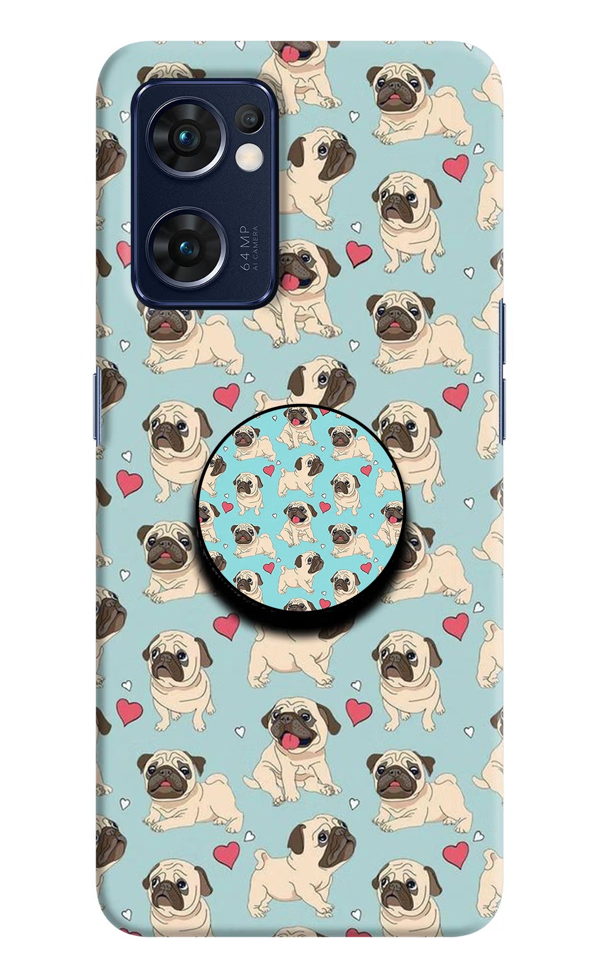 Pug Dog Oppo Reno7 5G Pop Case by Casekaro
