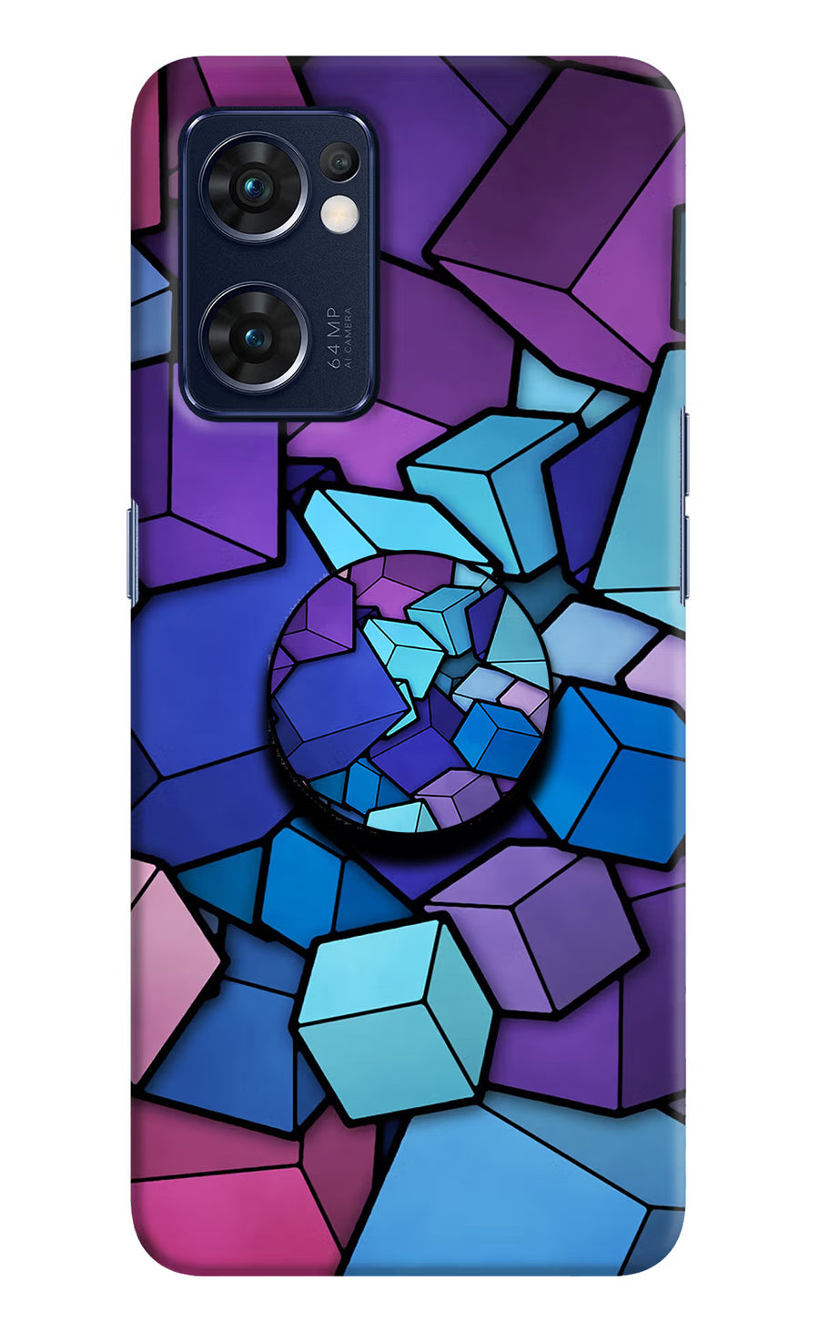 Cubic Abstract Oppo Reno7 5G Pop Case, Hard case