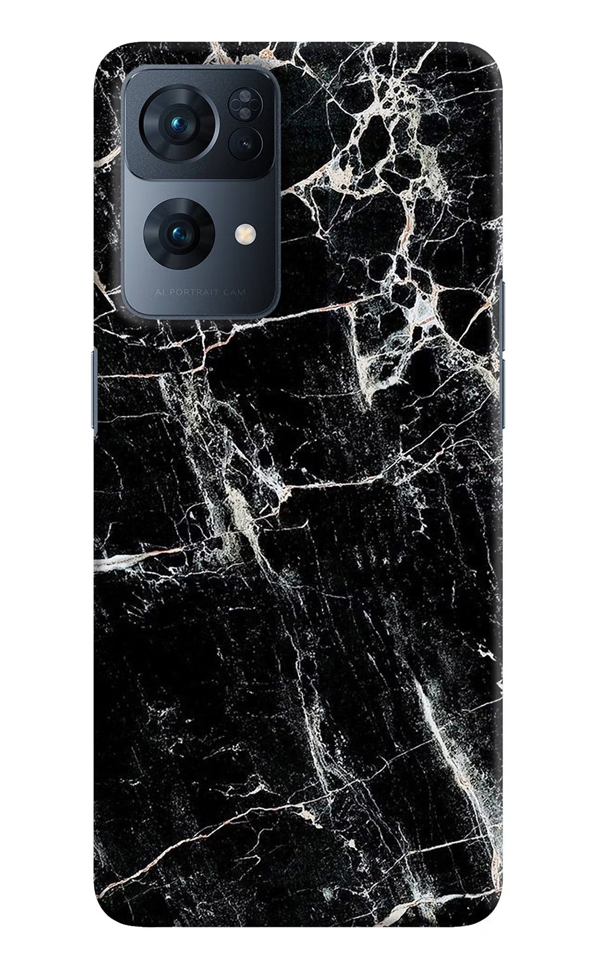 Black Marble Texture Oppo Reno7 Pro 5G Hard Case Back Cover by Casekaro