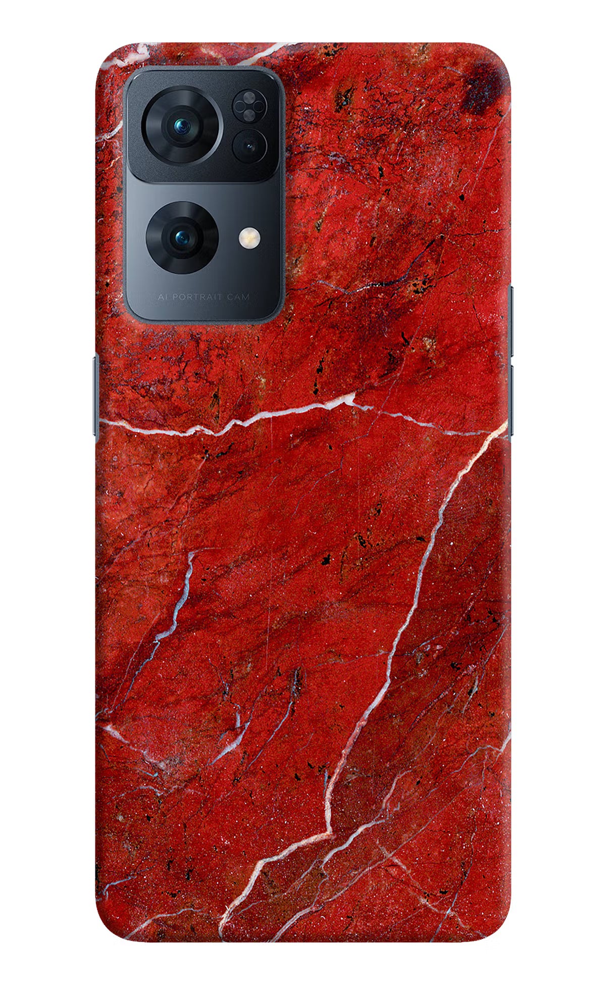 Red Marble Design Oppo Reno7 Pro 5G Hard Case Back Cover by Casekaro