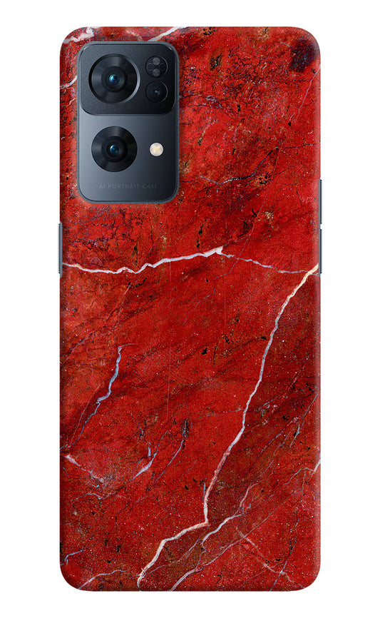 Red Marble Design Oppo Reno7 Pro 5G Hard Case Back Cover by Casekaro