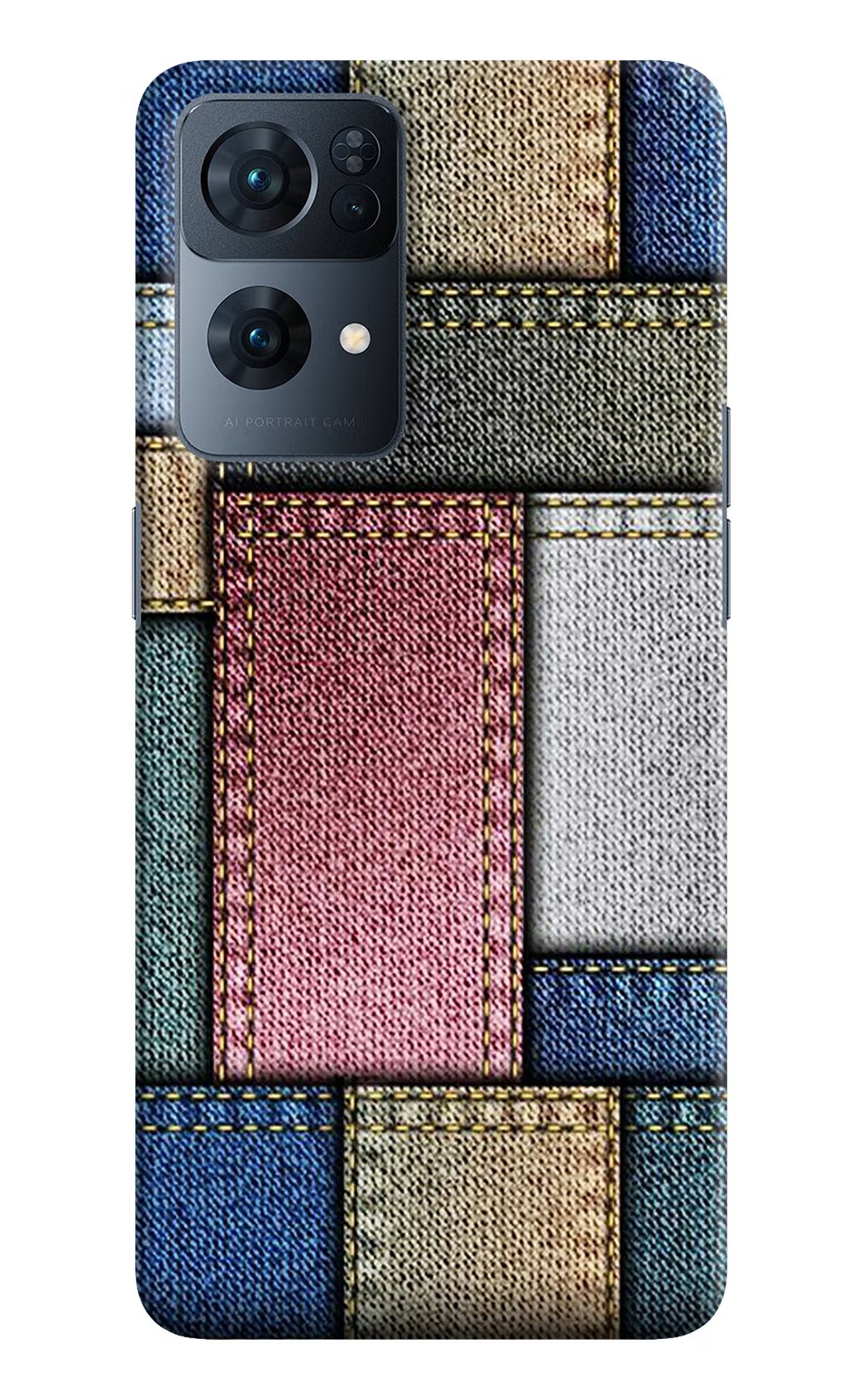 Multicolor Jeans Oppo Reno7 Pro 5G Hard Case Back Cover by Casekaro