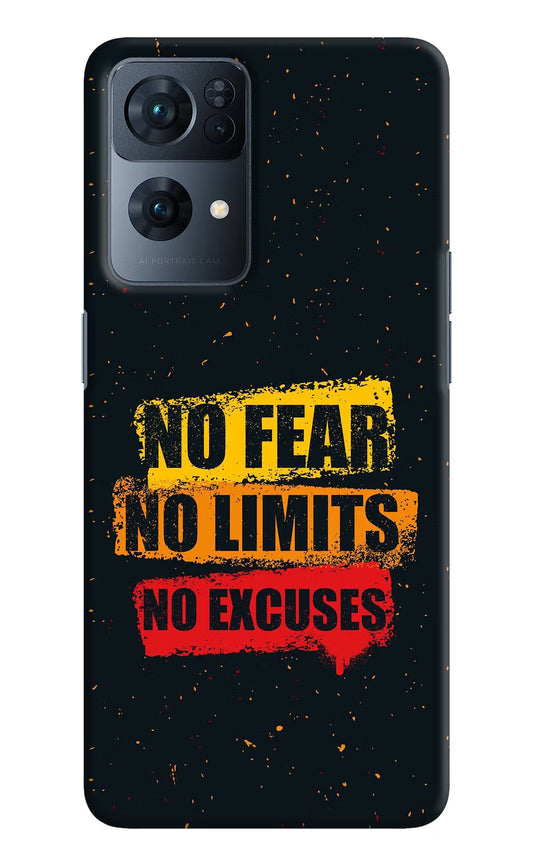 No Fear No Limits No Excuse Oppo Reno7 Pro 5G Hard Case Back Cover by Casekaro