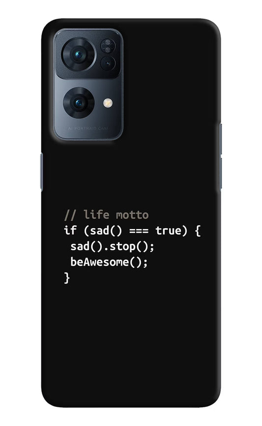 Life Motto Code Oppo Reno7 Pro 5G Hard Case Back Cover by Casekaro