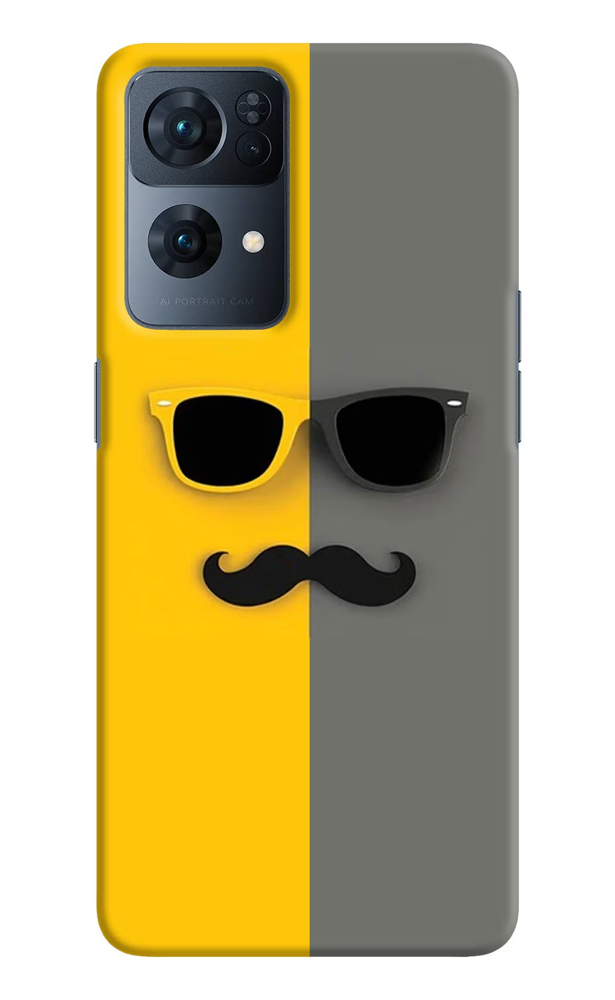 Sunglasses with Mustache Oppo Reno7 Pro 5G Hard Case Back Cover by Casekaro