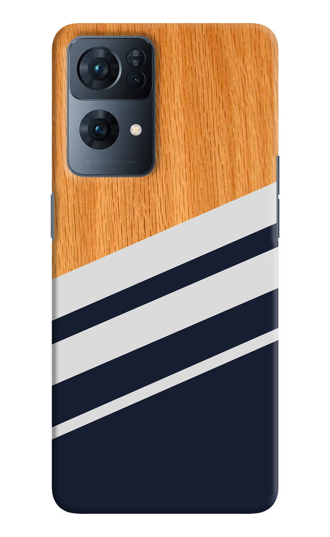 Blue and white wooden Oppo Reno7 Pro 5G Hard Case Back Cover by Casekaro