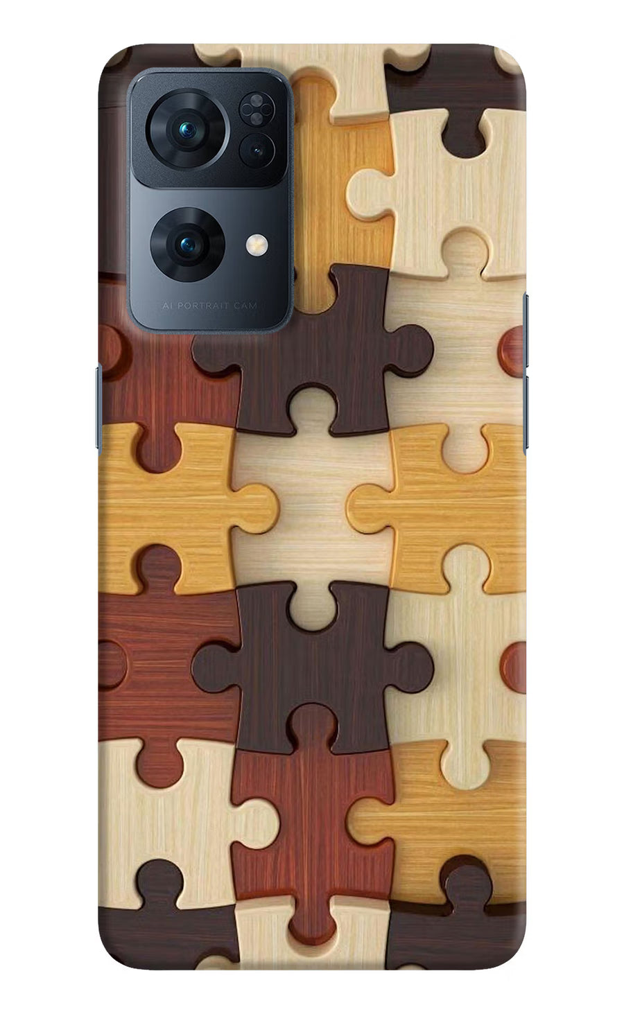 Wooden Puzzle Oppo Reno7 Pro 5G Back Cover, Hard case