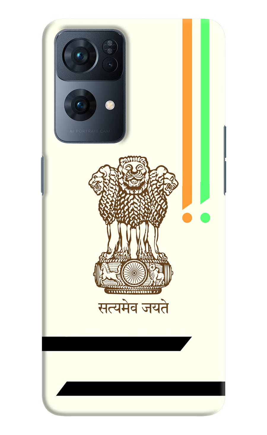 Satyamev Jayate Brown Logo Oppo Reno7 Pro 5G Back Cover, Hard case