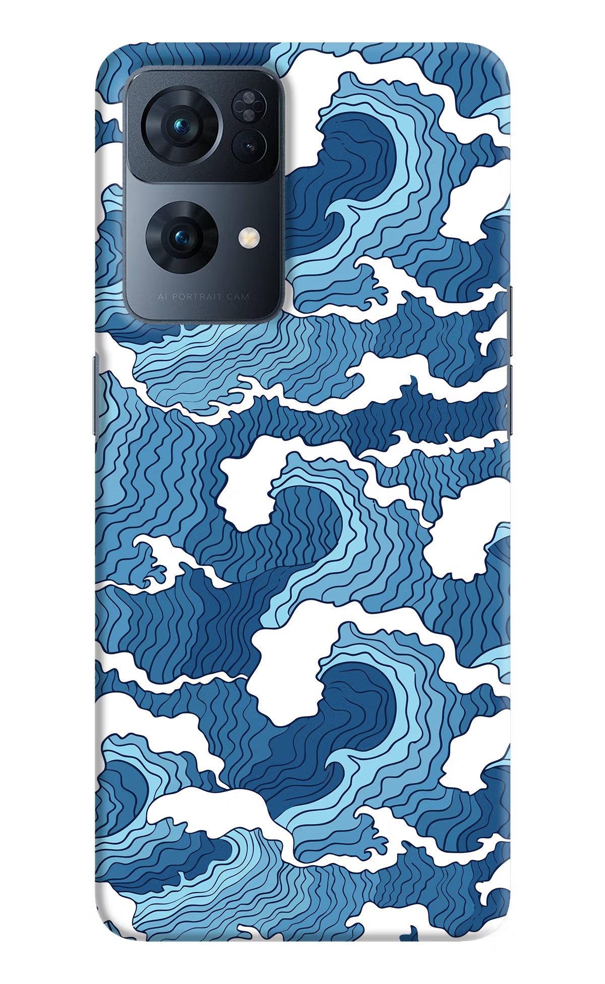 Blue Waves Oppo Reno7 Pro 5G Hard Case Back Cover by Casekaro
