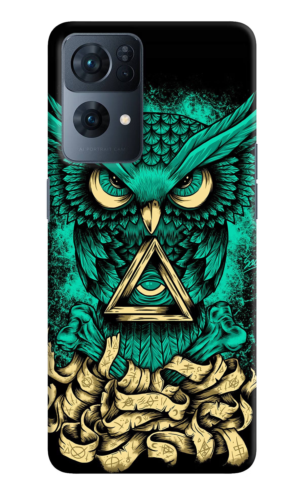 Green Owl Oppo Reno7 Pro 5G Hard Case Back Cover by Casekaro