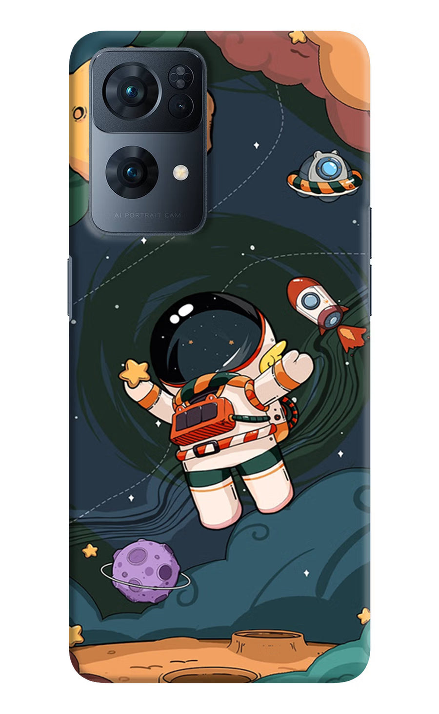 Cartoon Astronaut Oppo Reno7 Pro 5G Back Cover, Hard case