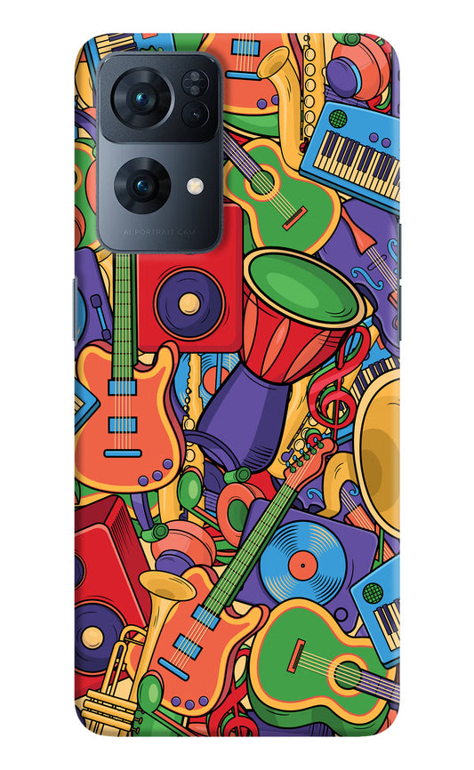 Music Instrument Doodle Oppo Reno7 Pro 5G Hard Case Back Cover by Casekaro
