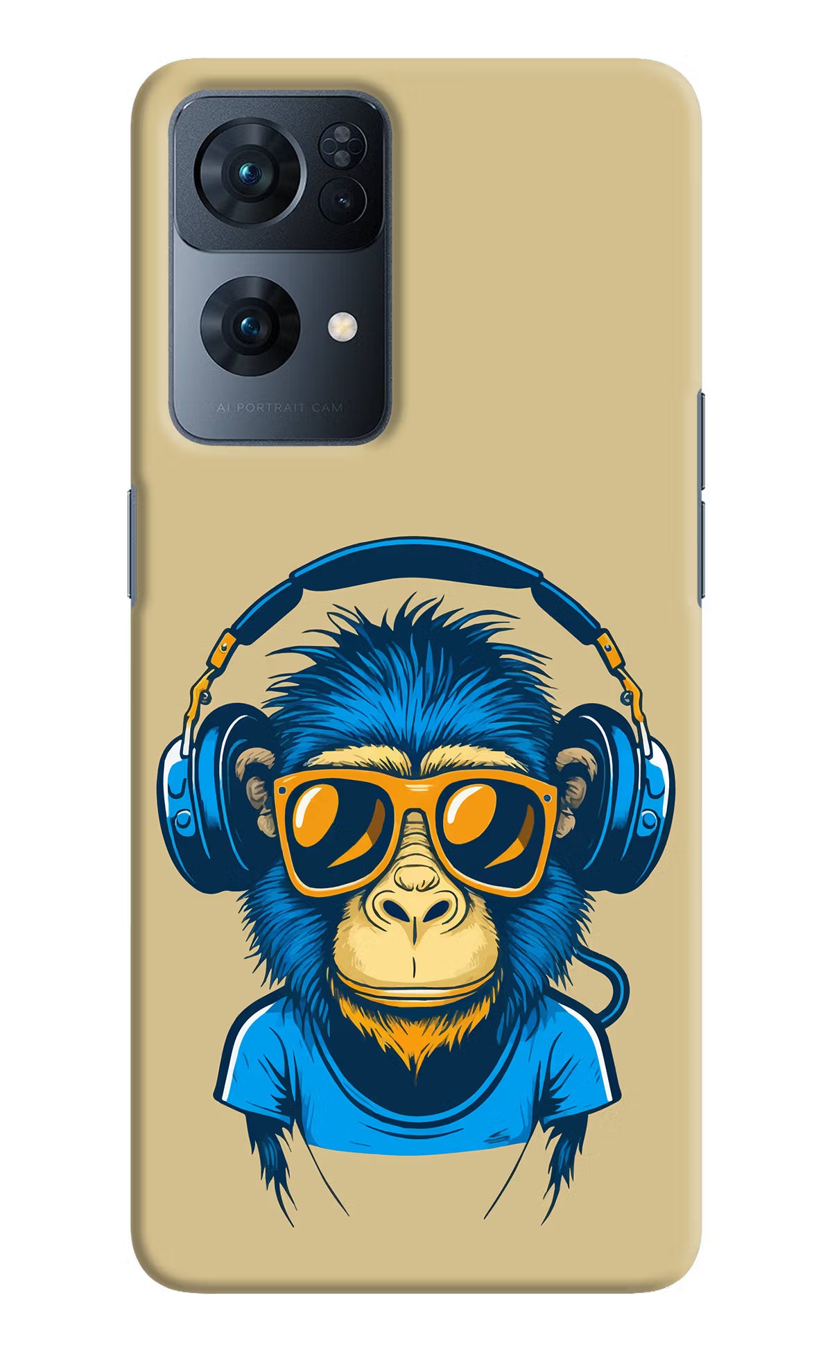 Monkey Headphone Oppo Reno7 Pro 5G Hard Case Back Cover by Casekaro