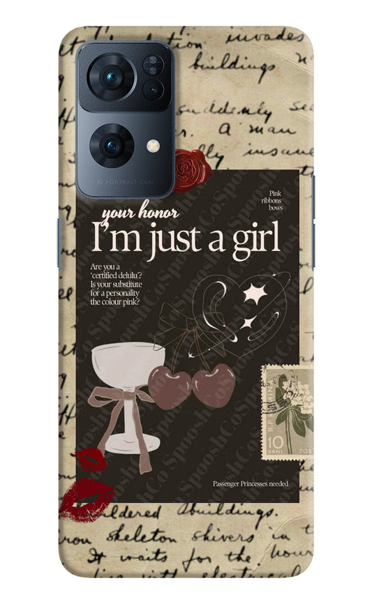 I am just a girl Oppo Reno7 Pro 5G Hard Case Back Cover by Casekaro