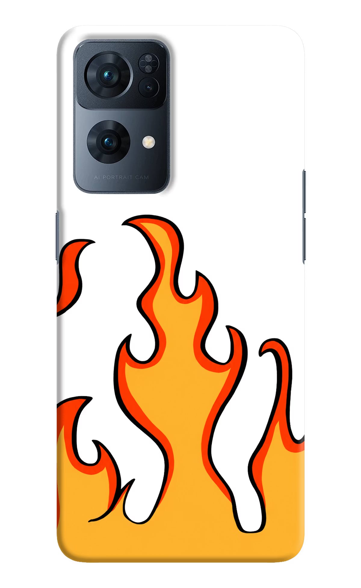 Fired Up – White Oppo Reno7 Pro 5G Hard Case Back Cover by Casekaro