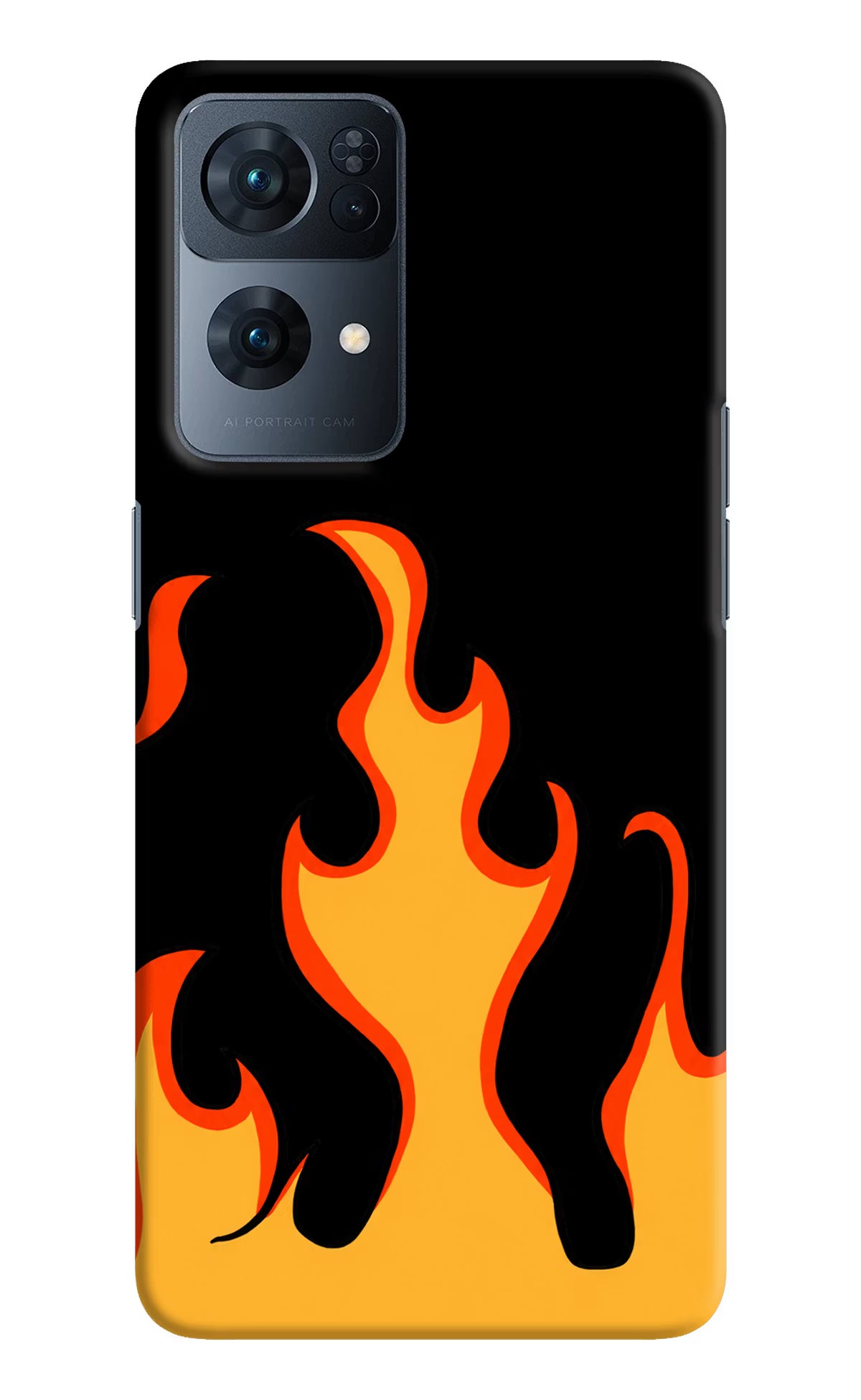 Fired Up – Black Oppo Reno7 Pro 5G Hard Case Back Cover by Casekaro