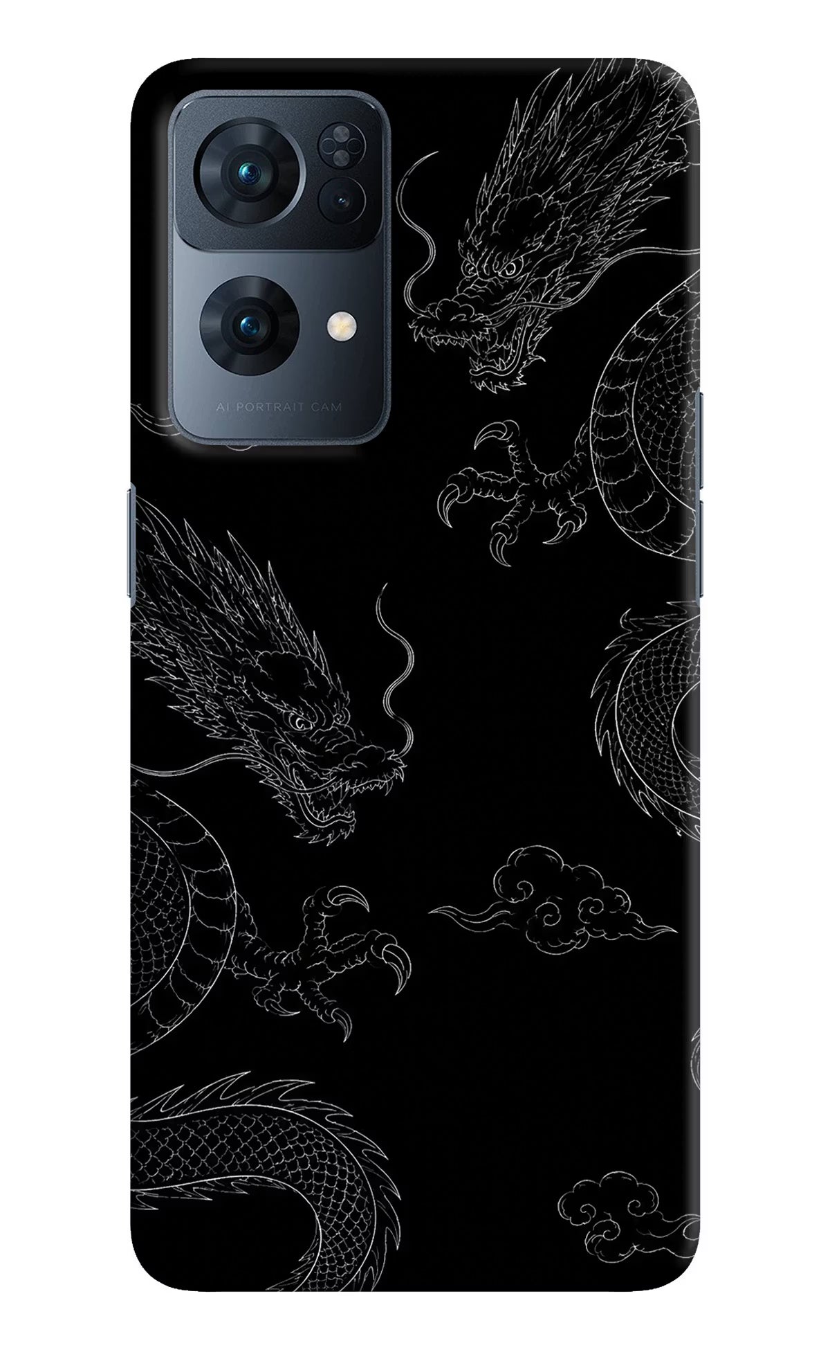 Twin Dragons Oppo Reno7 Pro 5G Hard Case Back Cover by Casekaro