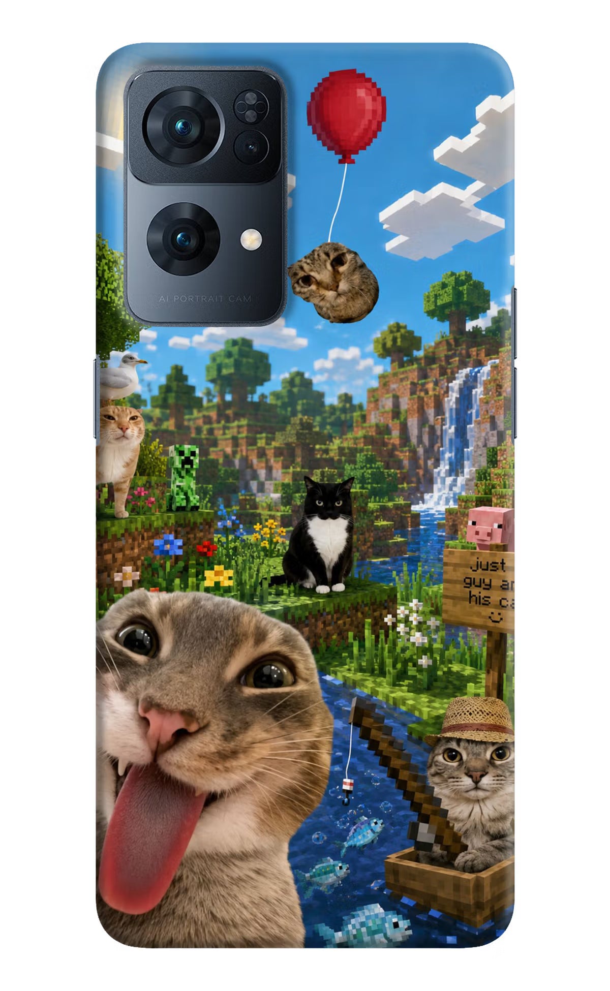Minecraft Cat Chaos Oppo Reno7 Pro 5G Back Cover