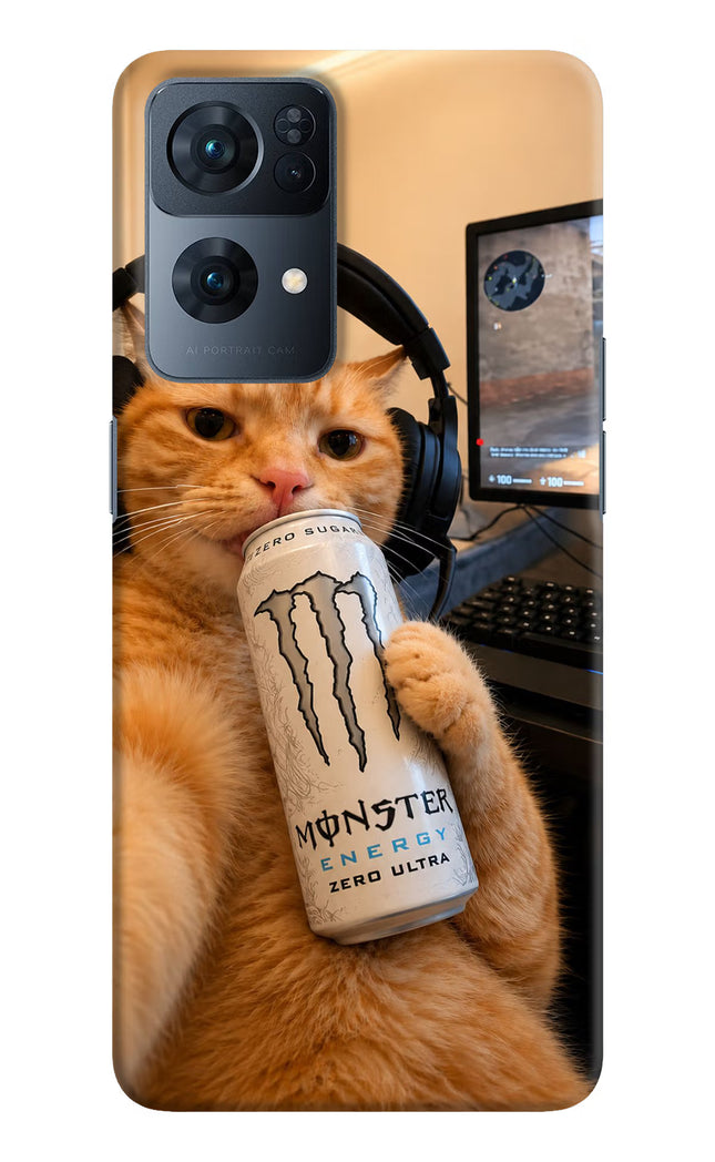 Gamer Cat Energy Oppo Reno7 Pro 5G Hard Case Back Cover by Casekaro