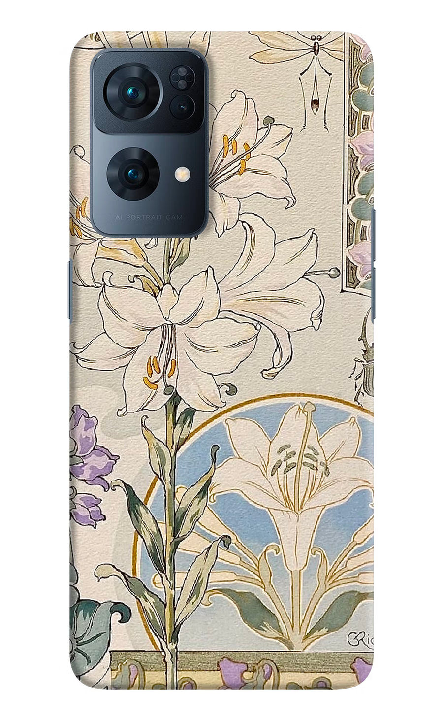 White Lily Oppo Reno7 Pro 5G Back Cover, Hard case