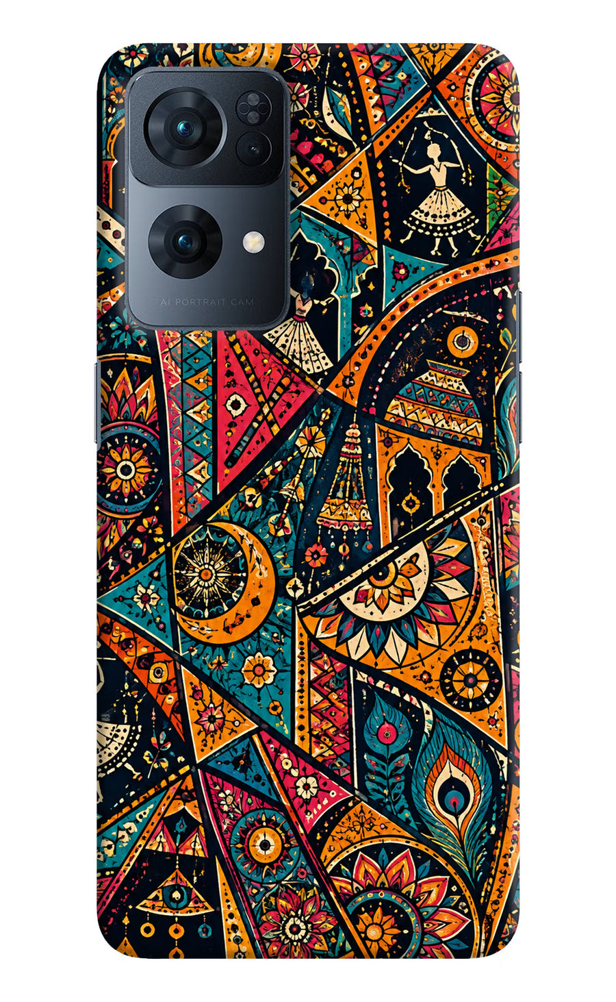 Folk Print Oppo Reno7 Pro 5G Back Cover, Hard case
