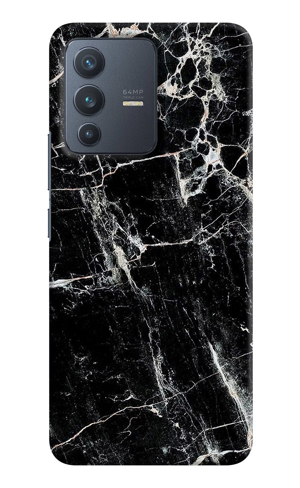 Black Marble Texture Vivo V23 5G Hard Case Back Cover by Casekaro