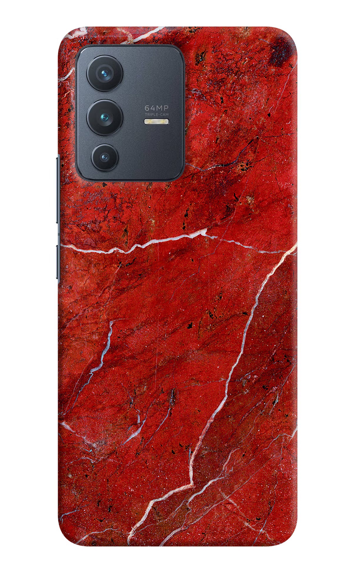 Red Marble Design Vivo V23 5G Hard Case Back Cover by Casekaro