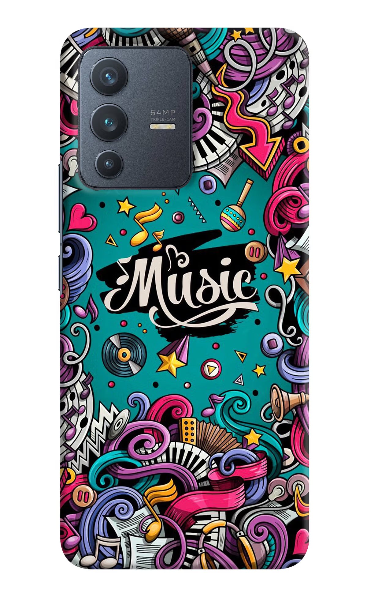 Music Graffiti Vivo V23 5G Hard Case Back Cover by Casekaro