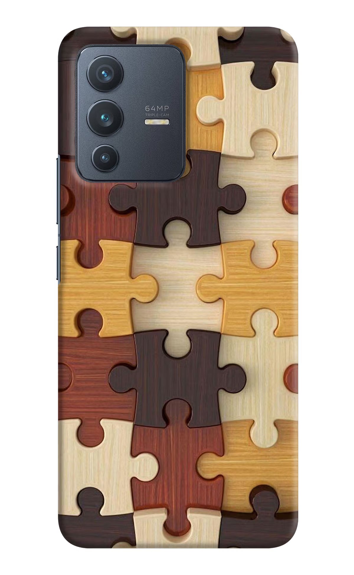 Wooden Puzzle Vivo V23 5G Hard Case Back Cover by Casekaro