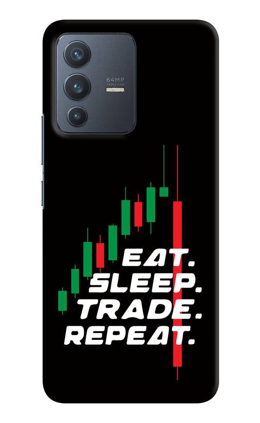 Eat Sleep Trade Repeat Vivo V23 5G Hard Case Back Cover by Casekaro