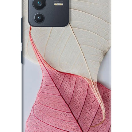 White Pink Leaf Vivo V23 5G Hard Case Back Cover by Casekaro