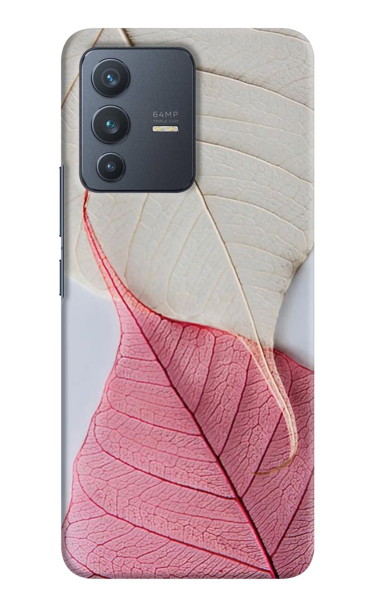 White Pink Leaf Vivo V23 5G Hard Case Back Cover by Casekaro
