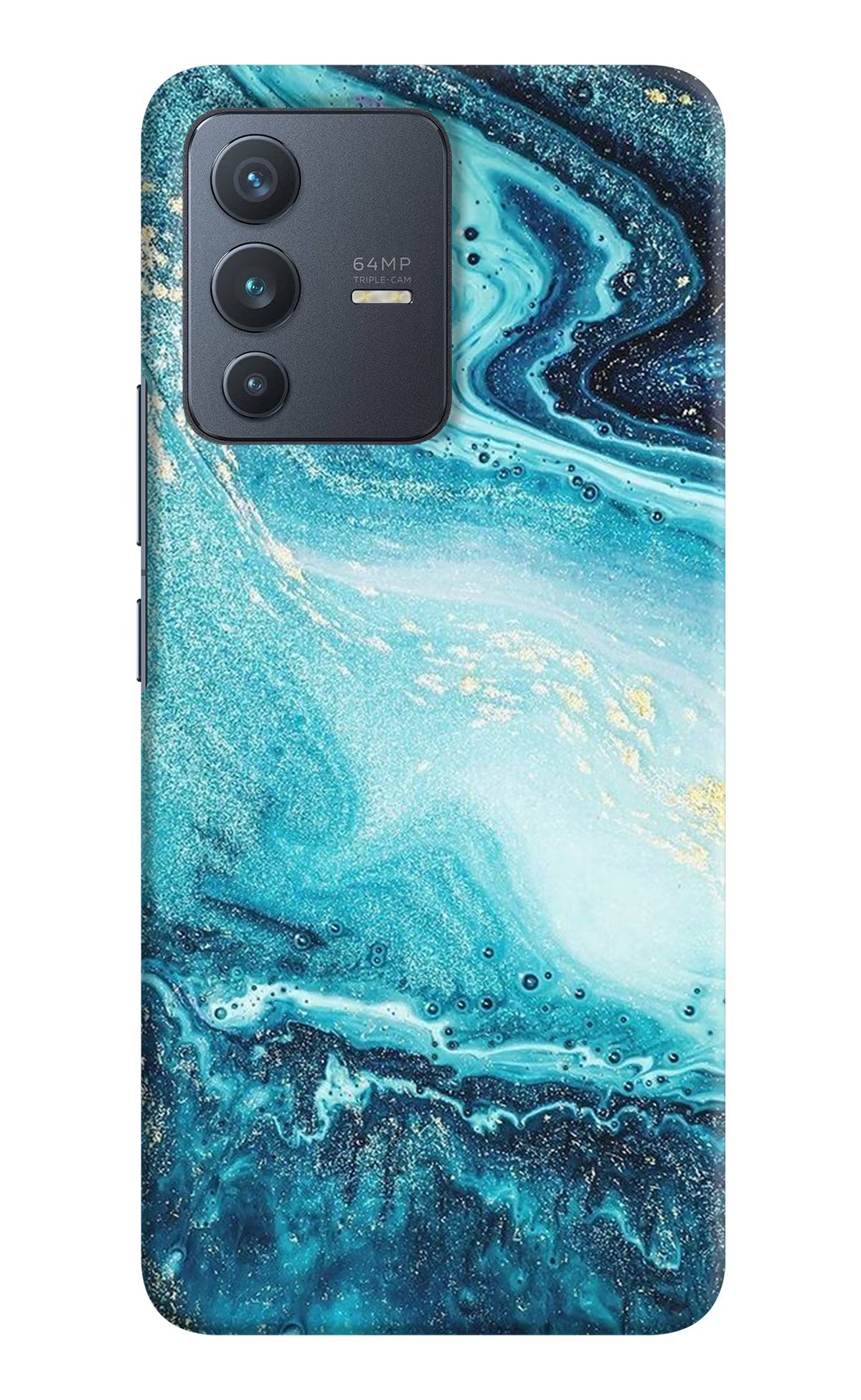 Blue Glitter Marble Vivo V23 5G Hard Case Back Cover by Casekaro