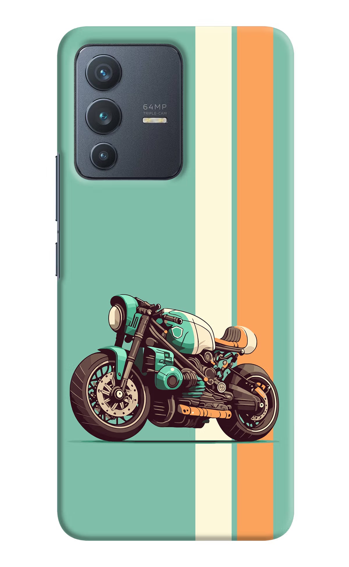 Striped Moto Drift Vivo V23 5G Hard Case Back Cover by Casekaro