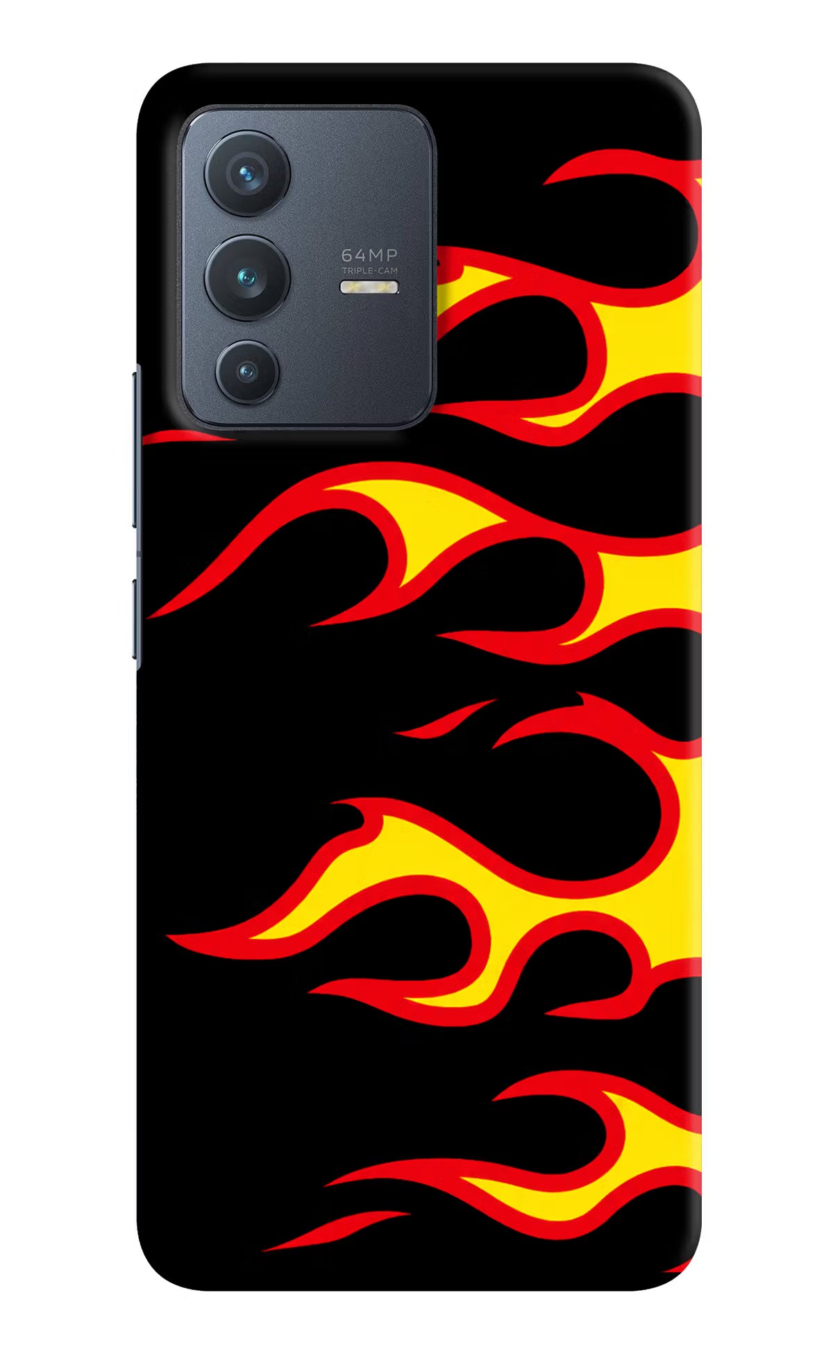 Side Sweep Flames Vivo V23 5G Hard Case Back Cover by Casekaro