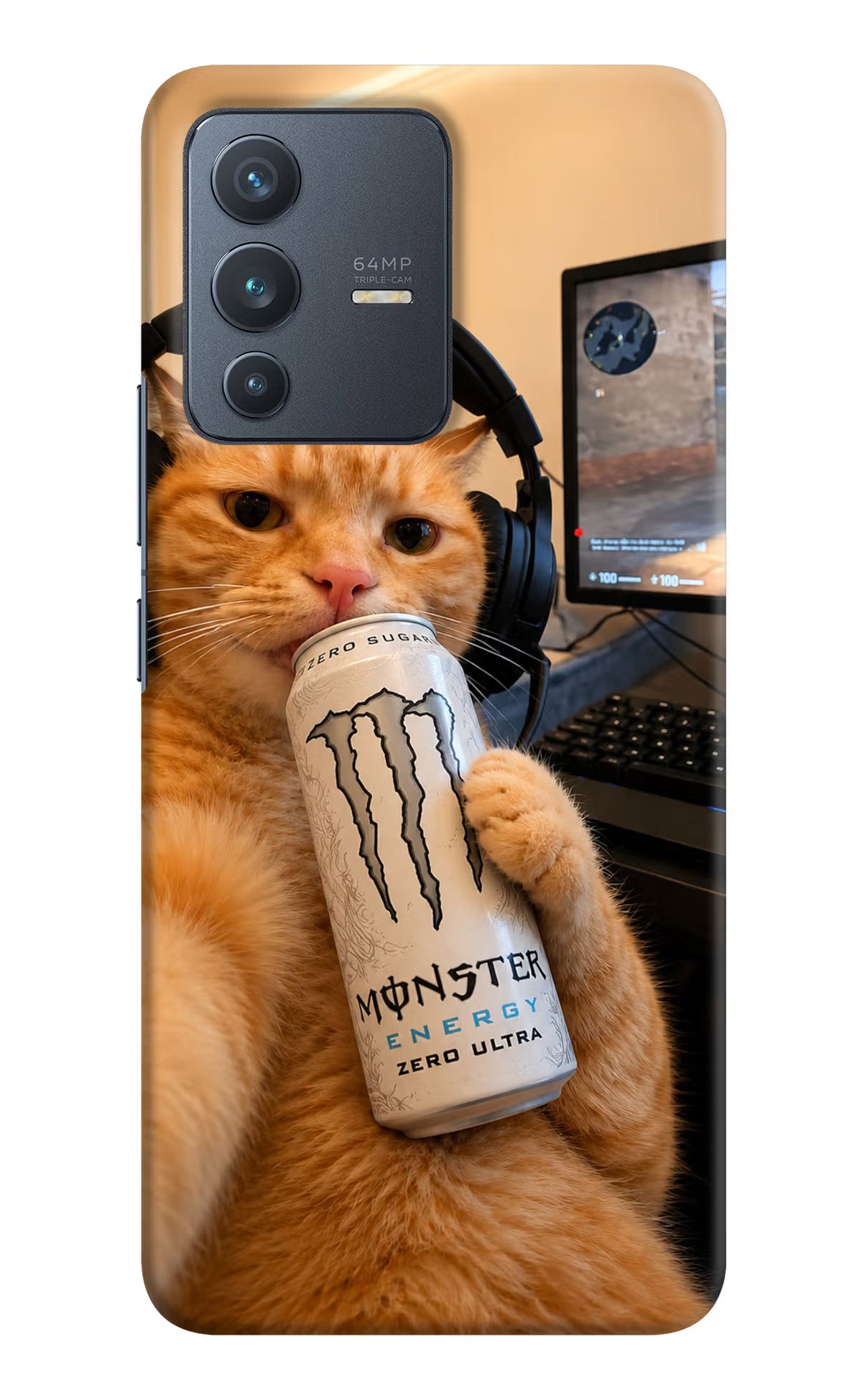 Gamer Cat Energy Vivo V23 5G Back Cover