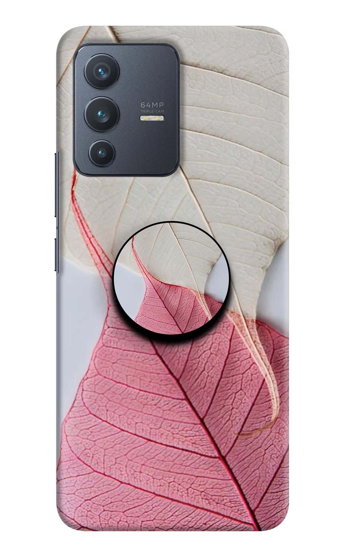 White Pink Leaf Vivo V23 5G Pop Case by Casekaro